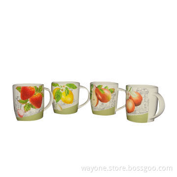 12Oz New Bone Mug with Fruit Design